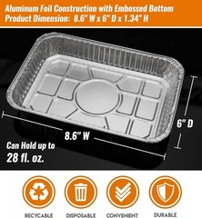 30 Pack Grill Drip Pans Grill Grease Pan Liners – Disposable Aluminum Foil Trays