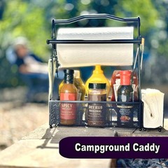 Grill Caddy for Outdoor Kitchen – Foldable Picnic BBQ Black