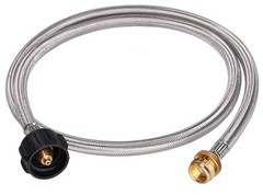 DOZYANT 5 Feet Stainless Steel Braided Propane Adapter Hose 1 5Feet, Silver