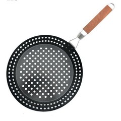 Easy to Use Round Baking Pan with Wooden Handle for BBQ and Campfire Cooking