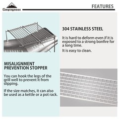 CAMPINGMOON Cooking Grate 2pcs set of Camping Grill Grate 304 Stainless Steel…