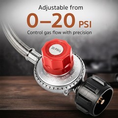 GASPRO 0-20 PSI Adjustable High Pressure Propane Regulator with 5FT Hose 3/8″