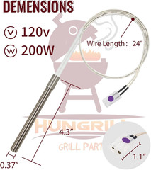 Heavy Duty Fire Burn Pot and AC Hot Rod Igniter Kit for Pit Boss Traeger Camp