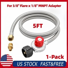 GASPRO 0-20 PSI Adjustable High Pressure Propane Regulator with 5FT Hose 3/8″