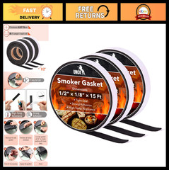 High-Temp Smoker Gasket Seal 15FT, 1/2″ x 1/8″, 3 Pack, Durable Black Seal