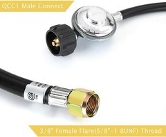 6FT Propane Regulator Hose w/ 90 Degree Elbow Adapter for Most LP Gas Grill BBQ