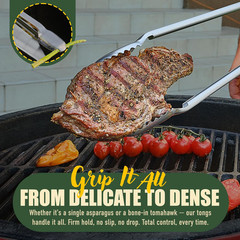 24 Inch BBQ Tongs – 1 Year Warranty, 100% Stainless Steel Long Metal Grill Tongs
