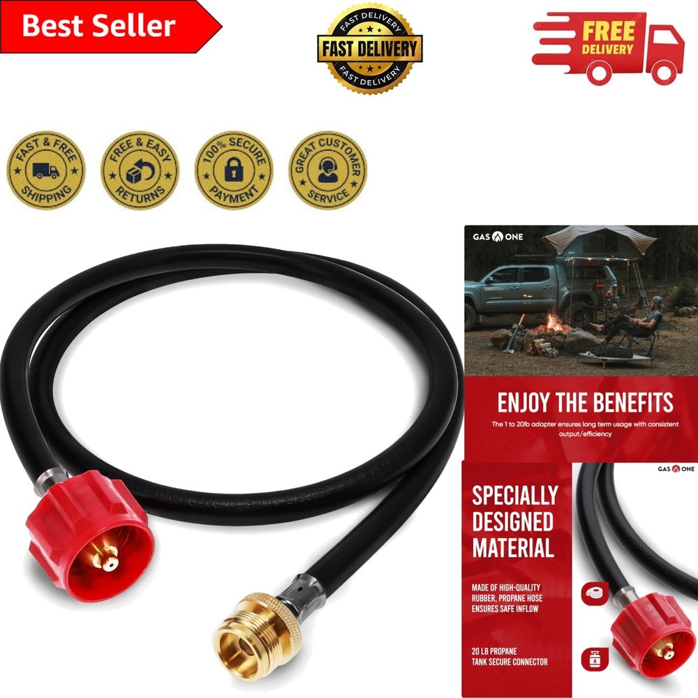 Lightweight 4ft Propane Hose with Brass Fittings – Safe 1lb to 20lb Converter