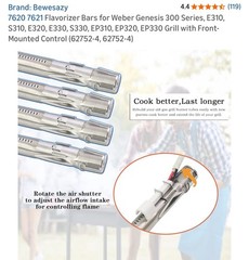 Flavorizer Bars (62752-4)for Weber Genesis 300 Series, E310, S310, E320, E33…