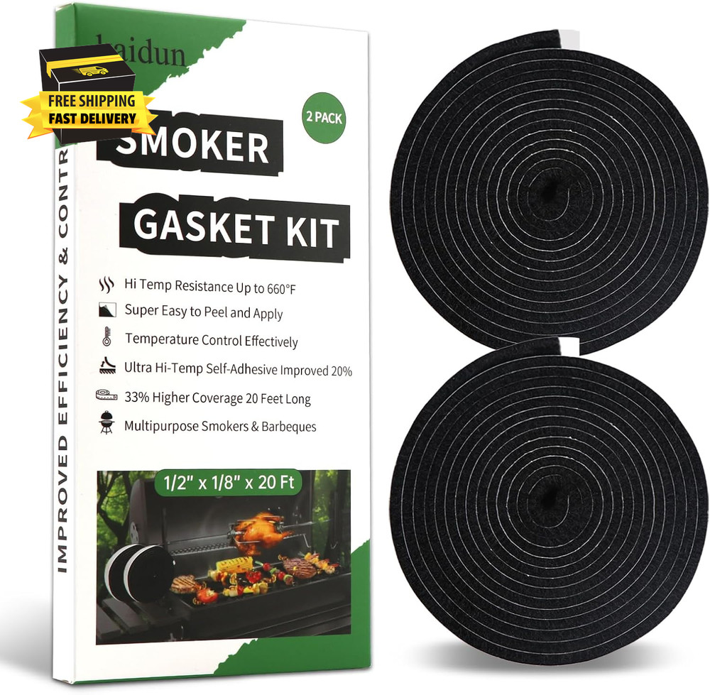 Smoker Gasket, 20 Ft, 1/2″ X 1/8″, High Temp Grill Gasket Seal, Easy to Peel ⭐️⭐