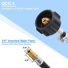 GGC 4 Feet RV Propane Pigtail Hose QCC1 Connector with Acme and a 1/4” Inver…