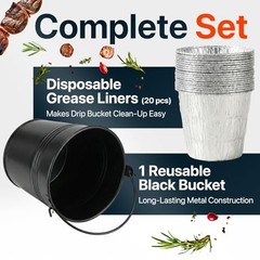 Grease Bucket for Pellet Grill with 20 Grease Bucket 20 Pack Liners with Bucket