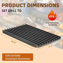 BAC772 18.25”X11.5” Sear Grate Grill Accessory, Reversible Grill Grate Compati