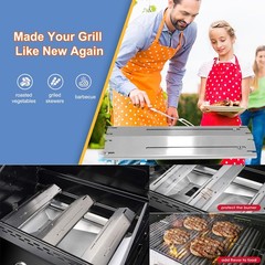 Universal Adjustable Heat Plate – Stainless Steel BBQ Flame Tamers, 3 Pack, 11.7