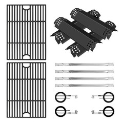 Nexgrill 4-Burner Replacement Parts Kit, Cooking Grate, Heat Shield, Burner Kit