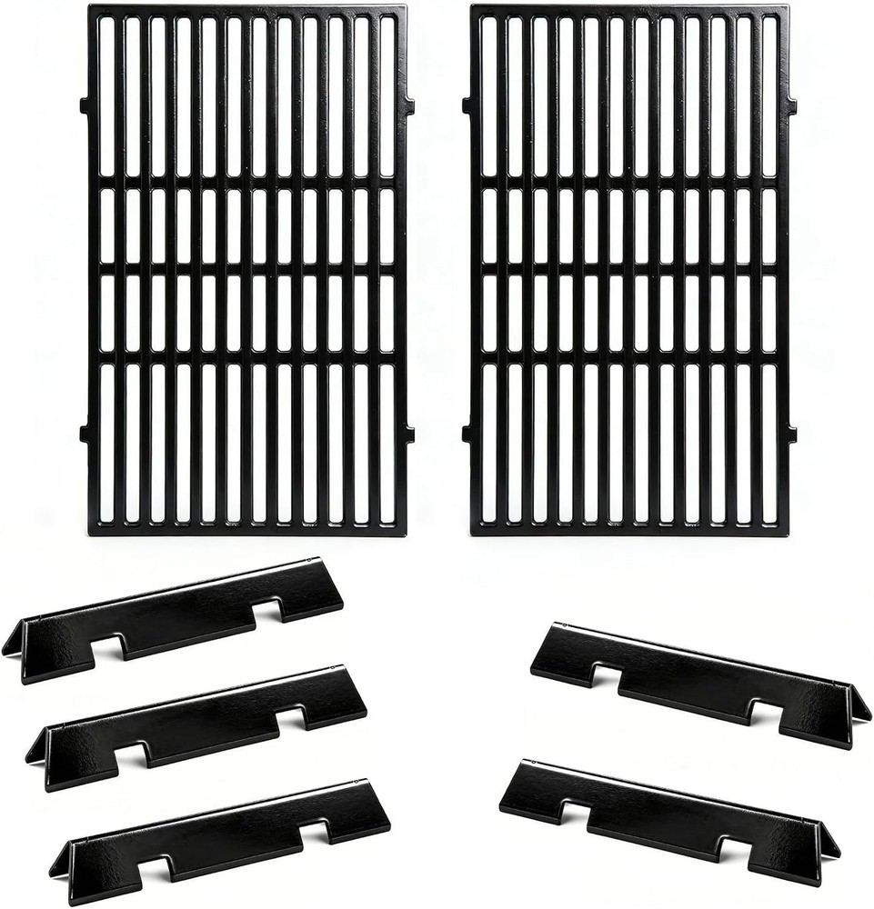 5PACK Porcelain Steel Flavorizer Bars with 2PACK Cast Iron Cooking Grates Grill