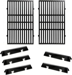 5PACK Porcelain Steel Flavorizer Bars with 2PACK Cast Iron Cooking Grates Grill