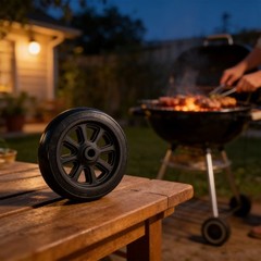 2 Black 6 Inch For BBQ Grill Wheels Replacement for Outdoor Grill Trolley Use