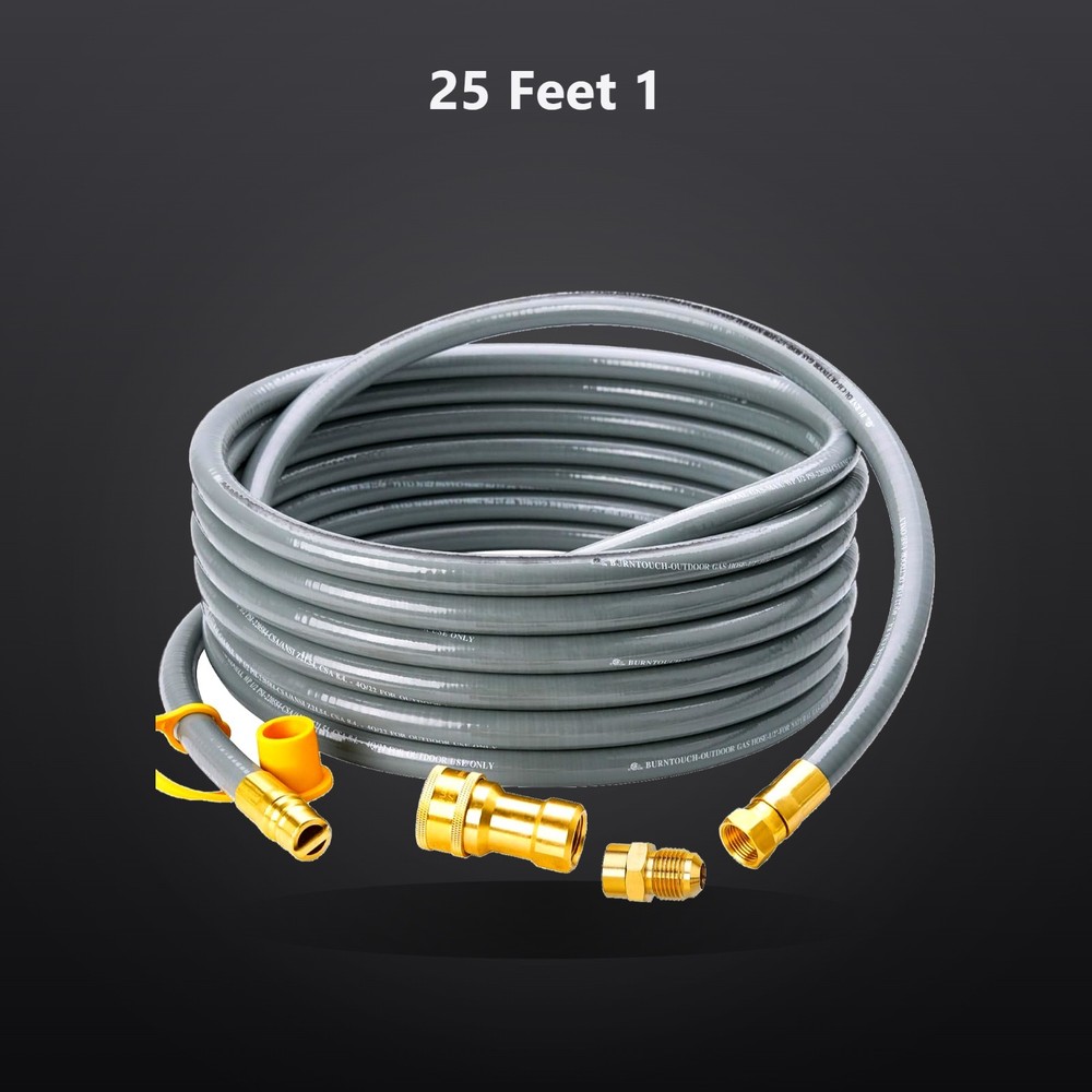 25ft 1/2″ ID Natural Gas Grill Hose with Male Quick-Connect Plug