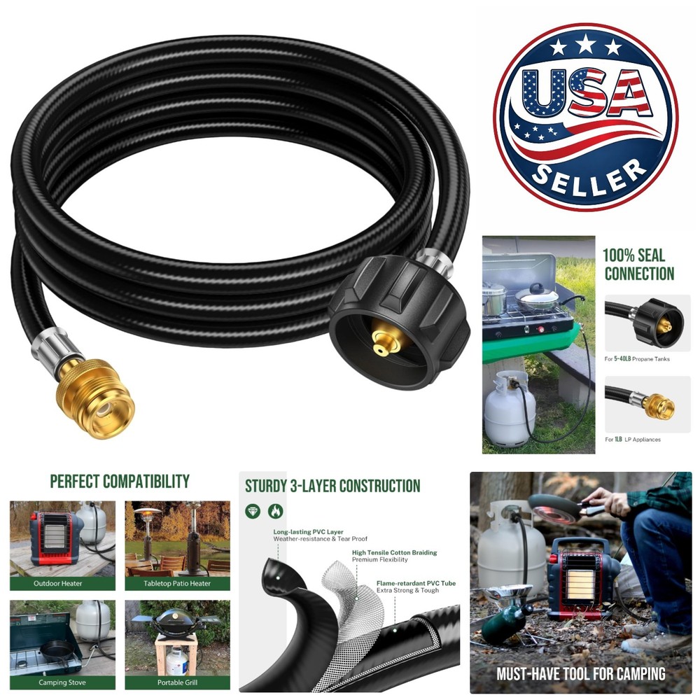 Easy-to-Install 8FT Propane Adapter Hose Perfect for Outdoor Grilling