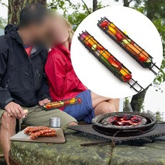 5Pcs Stainless Steel BBQ Grill Cage with Wooden Handle for Convenient Use