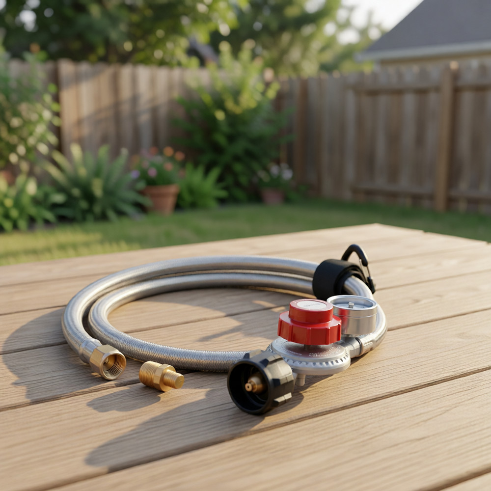 GASPRO Adjustable Propane Regulator 0-30 PSI with Gauge 5ft Braided Hose