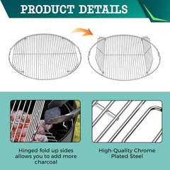 Hinged Cooking Grate for Weber 22 inch Charcoal Grill Stainless Steel Replace…