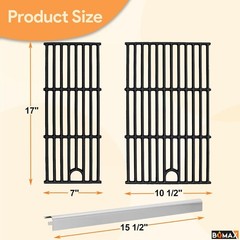 Upgrade with 17” Cast Iron Grates & Stainless Steel Heat Plates for Charbroil