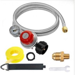 Propane Regulator 5 Foot High Pressure with Gauge for Grills and Smokers