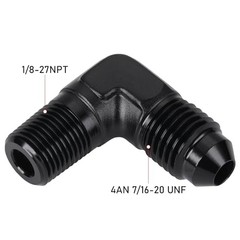 4AN Male Flare to 1/8 NPT Pipe Male 90 4AN to 1/8 NPT Black, 90 Degree – 2PCS
