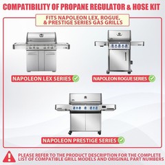 Propane Regulator with Hose for Napoleon Grills – Type-1 QCC1 Replacement, Gas G