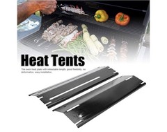 6-Pack Adjustable Gas Grill Burner Covers 11.75″-21″ Porcelain Steel Heat Plates