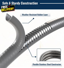 25 Feet 1/2 Inch ID Natural Gas Grill Hose with Quick Connect Fittings Natur….