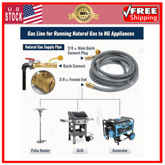 40 Feet 3/8 inch ID Natural Gas Grill Hose with Quick Connect Fittings, Natur…