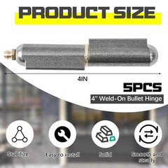 5 Pcs 4 Inch BBQ Smoker Bullet Weld on Bullet Hinge Carbon Steel Weldable Barrel
