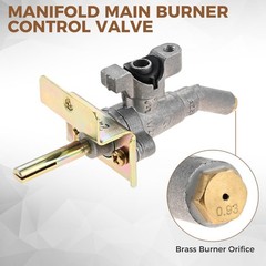 Gas Grill Replacement Parts Manifold Main Burner 0.25 Inch, Aluminum, Brass