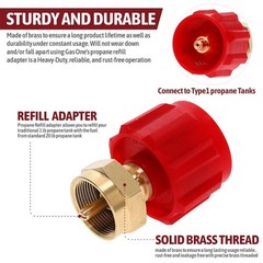 Red QCC Type 1 Propane Refill Adapter for 1 lb Tanks Brass Fitting