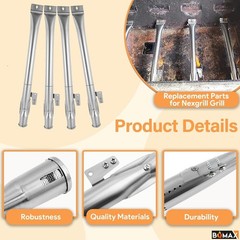 BQMAX Grill Parts for Nexgrill 4 Burner Gas 720-0830H 17″(4-Burner SS)