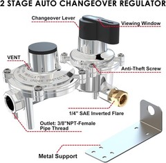 RV Propane 2-Stage Auto Changeover LP Propane Gas Regulator with Valve Support F