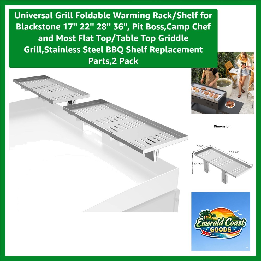 Space-Saving BBQ Shelf – Foldable Warming Rack for Outdoor Grilling – 2 Pack