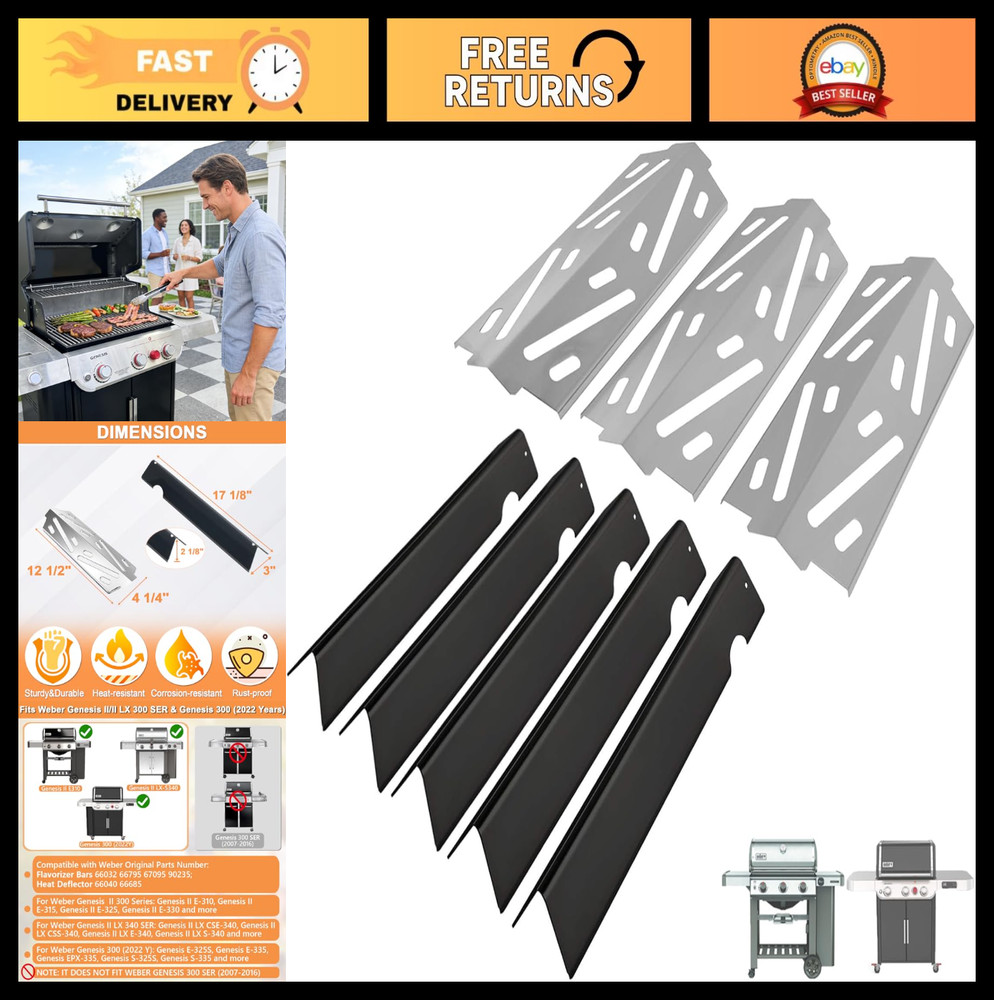 Replacement Grill Parts for 3 Burner Genesis II & LX 300 – Flavorizer Bars & Hea
