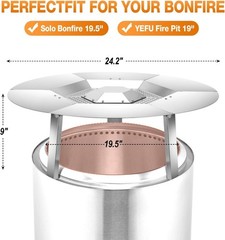 Heat Deflector 19.5″ for Solo Stove, Stainless Steel Heat Diffuser, Camping Acce