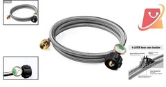 6Ft Stainless Steel Braided Propane Adapter Hose Gauge 1lb to 20lb Tank