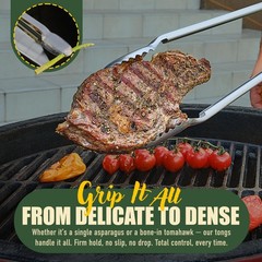24 inch BBQ Tongs – 1 Year Warranty, 100% Stainless Steel Long Metal Grill Tongs