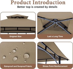 Khaki Replacement Canopy for Aldi & Shoprite Grill Gazebo – Water-Resistant U…
