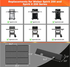 7635 Flavorizer Bars & 7637 Grates Grill Part for Weber GS4 Spirit II 200 Series