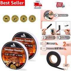 2 Pack Grill Gasket, 15ft | Easy-Cut High-Temperature Smoker Seal