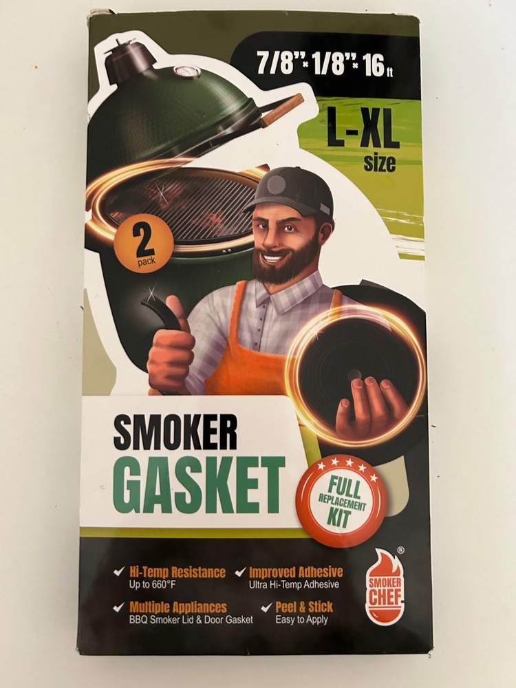 Big Green Egg Gasket Replacement – L-XL size – 2 packs x 8′ – Gasket 7/8″ x 1/8″