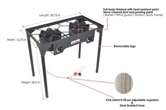 High Pressure Double Propane Burner Outdoor Camping Stove with 0-20 PSI Adjus…