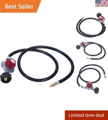 High Pressure Adjustable Propane Regulator & 4FT Certified Hose for Safety